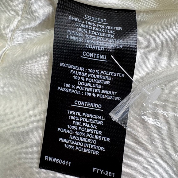 Kensie Womens Pea Coat Faux Fur Removable Collar White Peplum Waffle Knit Size L - Picture 10 of 16